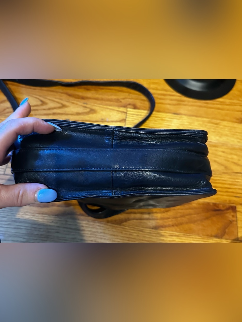 Perlina Navy Blue Crossbody LeatherBag - Picture 10 of 10